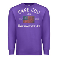 Purple cape cod massachusetts american flag usa travel vintage pullover hoodi Premium Sweatshirt - linhVisuals