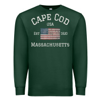 Sports Green cape cod massachusetts american flag usa travel vintage pullover hoodi Premium Sweatshirt - linhVisuals