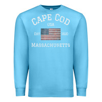 Ocean Blue cape cod massachusetts american flag usa travel vintage pullover hoodi Premium Sweatshirt - linhVisuals