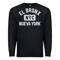 Black el bronx nueva york nyc gym style distressed white print t shirt Premium Sweatshirt - linhVisuals