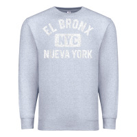 Heather Grey el bronx nueva york nyc gym style distressed white print t shirt Premium Sweatshirt - linhVisuals