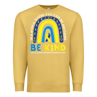 Antique Gold be kind down syndrome awareness blue ribbon rainbow march 21 t shirt Premium Sweatshirt - linhVisuals