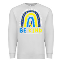 Dove Grey be kind down syndrome awareness blue ribbon rainbow march 21 t shirt Premium Sweatshirt - linhVisuals