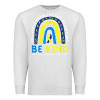 Oatmeal Heather be kind down syndrome awareness blue ribbon rainbow march 21 t shirt Premium Sweatshirt - linhVisuals