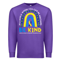 Purple be kind down syndrome awareness blue ribbon rainbow march 21 t shirt Premium Sweatshirt - linhVisuals