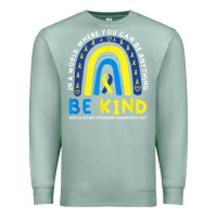 Seafoam be kind down syndrome awareness blue ribbon rainbow march 21 t shirt Premium Sweatshirt - linhVisuals