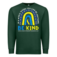 Sports Green be kind down syndrome awareness blue ribbon rainbow march 21 t shirt Premium Sweatshirt - linhVisuals