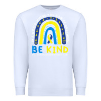 White be kind down syndrome awareness blue ribbon rainbow march 21 t shirt Premium Sweatshirt - linhVisuals