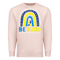 Pale Pink be kind down syndrome awareness blue ribbon rainbow march 21 t shirt Premium Sweatshirt - linhVisuals