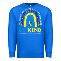 True Royal be kind down syndrome awareness blue ribbon rainbow march 21 t shirt Premium Sweatshirt - linhVisuals