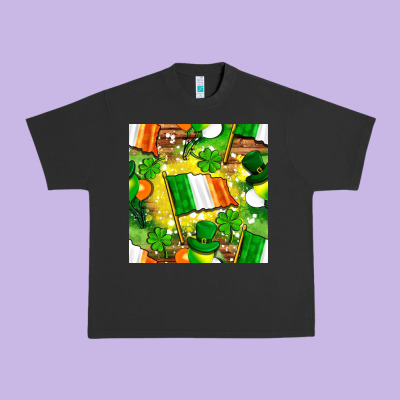 Ireland Flag With St. Patrick's Day  Digital Paper Urban Heavy Tee Designed By Bundleandbundleshop