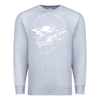 Heather Grey creepy cool egirl eboy pastel goth vaporwave glitch skull sweatshirt Premium Sweatshirt - linhVisuals