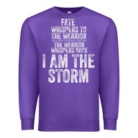 Purple fate whispers to warrior i am the storm quote gritty fighter t shirt Premium Sweatshirt - linhVisuals