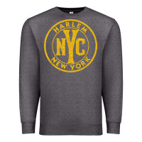 Charcoal Heather harlem new york nyc vintage sign distressed amber print t shirt Premium Sweatshirt - linhVisuals