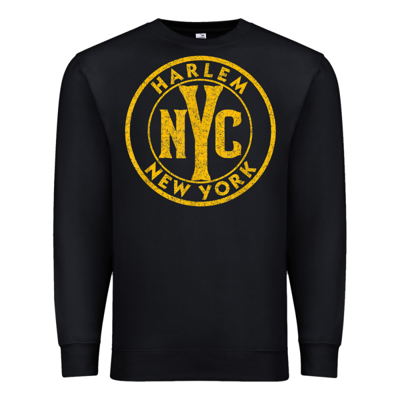 Harlem New York Nyc Vintage Sign Distressed Amber Print T Shirt Premium Sweatshirt by linhVisuals | Teevron