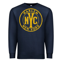 Navy harlem new york nyc vintage sign distressed amber print t shirt Premium Sweatshirt - linhVisuals