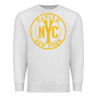 Oatmeal Heather harlem new york nyc vintage sign distressed amber print t shirt Premium Sweatshirt - linhVisuals