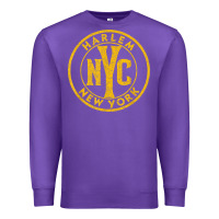 Purple harlem new york nyc vintage sign distressed amber print t shirt Premium Sweatshirt - linhVisuals