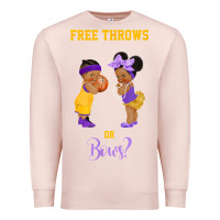 Pale Pink free throws or bows basketball baby gender reveal t shirt Premium Sweatshirt - linhVisuals
