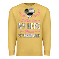 Antique Gold i married my hero proud veteran wife usa military husband t shirt Premium Sweatshirt - linhVisuals