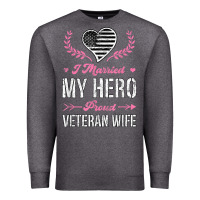 Charcoal Heather i married my hero proud veteran wife usa military husband t shirt Premium Sweatshirt - linhVisuals