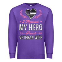 Purple i married my hero proud veteran wife usa military husband t shirt Premium Sweatshirt - linhVisuals