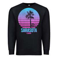 Black sarasota florida vintage retro palm tree t shirt Premium Sweatshirt - linhVisuals