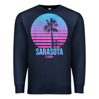 Navy sarasota florida vintage retro palm tree t shirt Premium Sweatshirt - linhVisuals