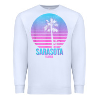 White sarasota florida vintage retro palm tree t shirt Premium Sweatshirt - linhVisuals