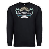 Black sanibel island retro style florida t shirt Premium Sweatshirt - linhVisuals