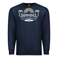 Navy sanibel island retro style florida t shirt Premium Sweatshirt - linhVisuals