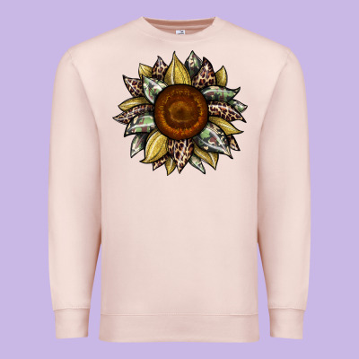 Sunflower Camouflage And Leopard 2 Premium Sweatshirt Designed By Jahusdesignshop