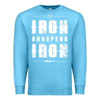 Ocean Blue iron sharpens iron proverbs christian bible verse religious pullover h Premium Sweatshirt - linhVisuals