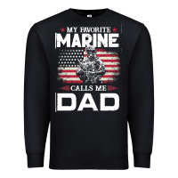 Black my favorite marine calls me dad t  shirt father's day flag my favorite Premium Sweatshirt - linhVisuals