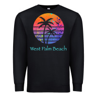 Black west palm beach tropical t shirt for family vacations Premium Sweatshirt - linhVisuals