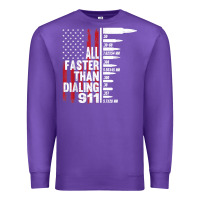 Purple all faster than dialing 911 american flag gun lover for men t shirt Premium Sweatshirt - linhVisuals