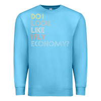 Ocean Blue do i look like i fly economy   funny vintage retro premium t shirt Premium Sweatshirt - linhVisuals