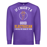 Purple electrician gifts for men & funny electrical design t shirt Premium Sweatshirt - linhVisuals