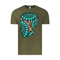 Vintage Olive gemstone cowhide patches Vintage Tee - RanaPortraitStore