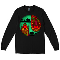 Black african masks round earrings 3 Long Sleeve Tee - BundleAndBundleShop