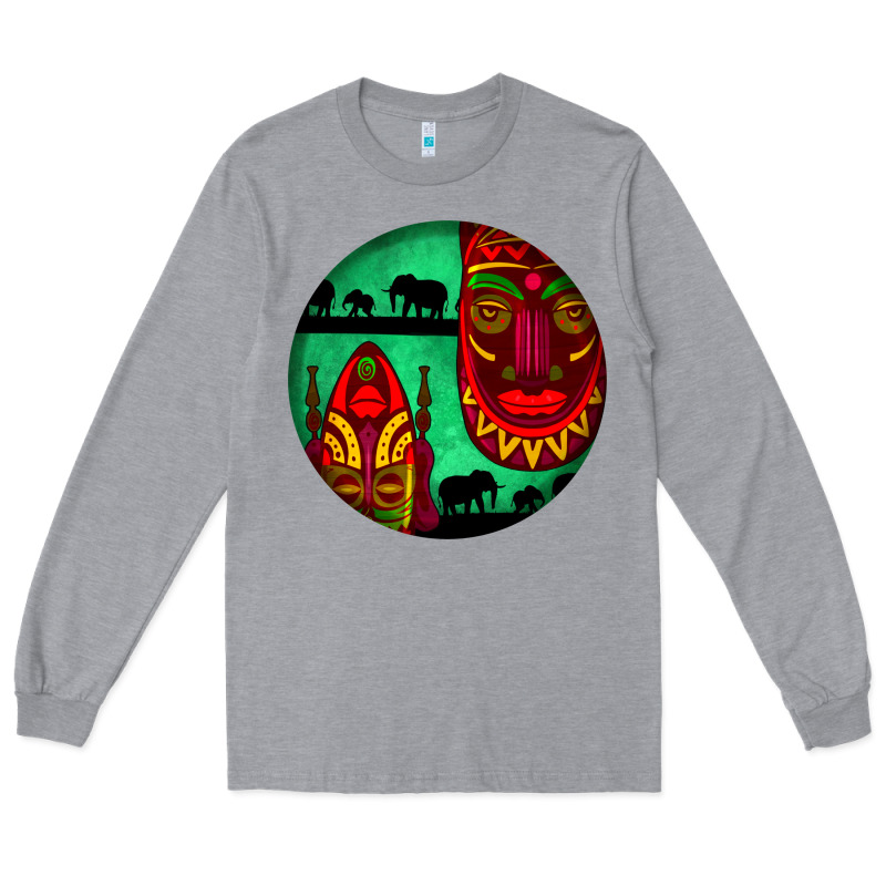 African Masks Round Earrings 3 Long Sleeve Tee by BundleAndBundleShop | Teevron