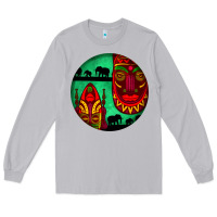 Moon Dust african masks round earrings 3 Long Sleeve Tee - BundleAndBundleShop