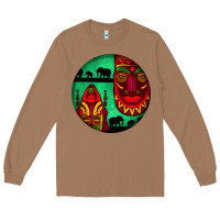Toasted Coconut african masks round earrings 3 Long Sleeve Tee - BundleAndBundleShop