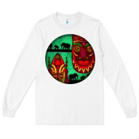 White african masks round earrings 3 Long Sleeve Tee - BundleAndBundleShop
