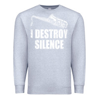 Heather Grey Saxophone I Destroy Silence Saxophonist | For Musicians Premium Sweatshirt - linhVisuals