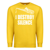 Lemon Saxophone I Destroy Silence Saxophonist | For Musicians Premium Sweatshirt - linhVisuals