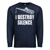Navy Saxophone I Destroy Silence Saxophonist | For Musicians Premium Sweatshirt - linhVisuals