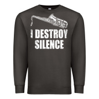 Smoke Saxophone I Destroy Silence Saxophonist | For Musicians Premium Sweatshirt - linhVisuals