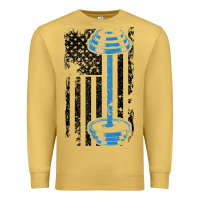 Antique Gold american flag gym and fitness  weight lifting gift t shirt Premium Sweatshirt - linhVisuals