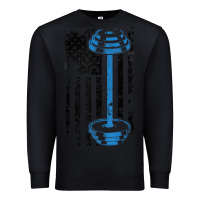 Black american flag gym and fitness  weight lifting gift t shirt Premium Sweatshirt - linhVisuals